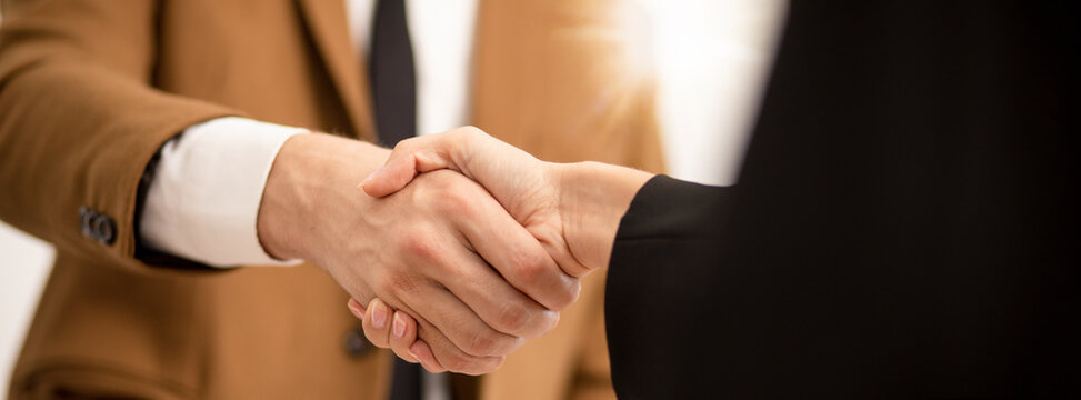 Business Man Hands Shaking ,Successful Businessman Handshake After Good Deal For Both Companies Businessmen Handshaking After Finishing Up Meeting