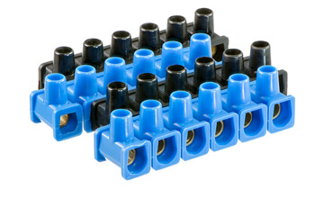 Obraz premium Macro of screw terminals in different color