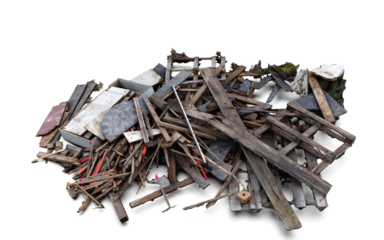 destroyed wood debris left behind by catastrophe