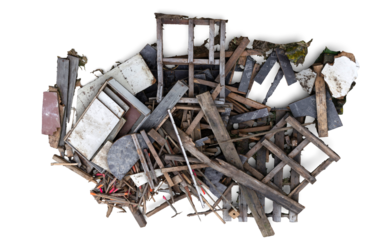 destroyed wood debris left behind by catastrophe