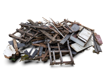 destroyed wood debris left behind by catastrophe