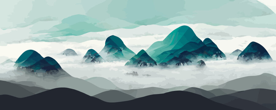  landscape art background with mountains and hills © Oleksii