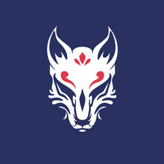japanese fox mask vector, japanese mask	
