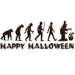 Human evolution to Halloween vector. happy halloween, 31st October, Halloween Human evolution design. template for card, banner, poster,t shirt. 