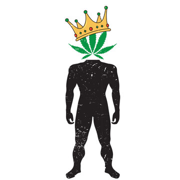 pot head design.weed on head with crown vector.weed design. Cannabis vector joint 420 Marijuana Template for card, poster, banner, print for t-shirt ,pin,badge, illustration,clip art, sticker