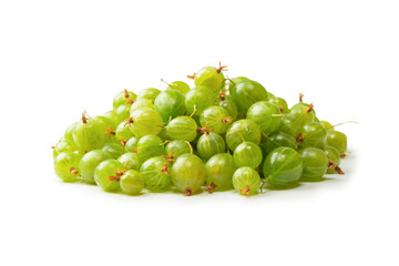 A group of gooseberries isolated on a white background.
