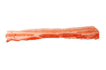 Raw bacon slices isolated on a white background.
