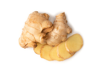 Ginger root isolated on white background.