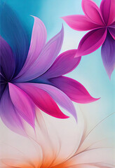 Abstract colorful botanical floral illustration, nature background with flowers and leafs, 3d illustration