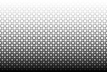 Geometric pattern of black figures on a white background.Seamless in one direction.60 figures in height .Option with a LONG fade out. RAY method. - obrazy, fototapety, plakaty