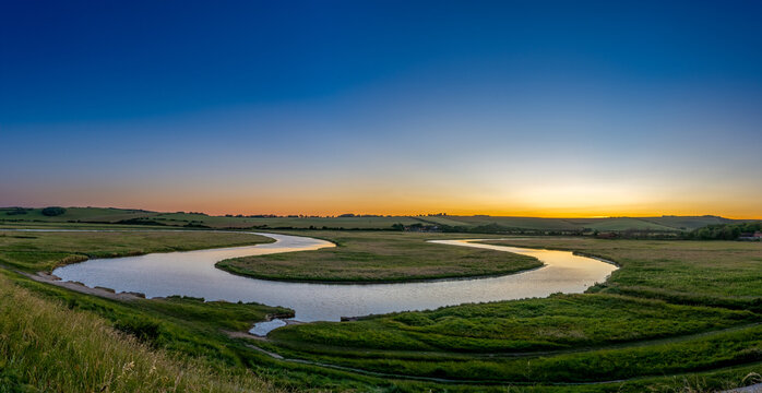 River Cuckmere Meander At Sunset