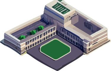 Vector isometric icon or infographic element representing low poly build 