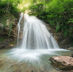 Spring waterfall flow.