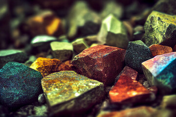Piles of beautiful gems and stones 