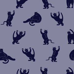 Bright colorful Seamless pattern with Cute Cartoon Cats