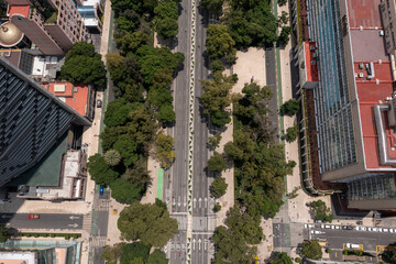 Panorámica aérea de Paseo de la Reforma. CDMX, México