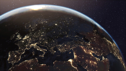 Fototapeta premium View of Planet Earth with Europe at Night
