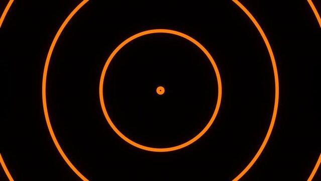 4k Abstrack seampless looping orange neon circle tunel background. 3d motion graphic glowing circle.