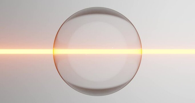 3d render with a laser moving through a transparent ball