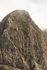 Scenic view of cliff in Garajonay National Park, La Gomera.