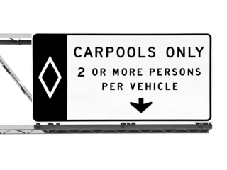 Freeway carpool only sign isolated.