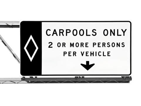 Freeway carpool only sign isolated.