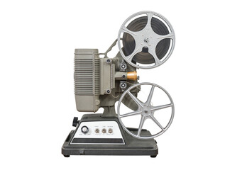 Vintage 8mm home movie film projector isolated.