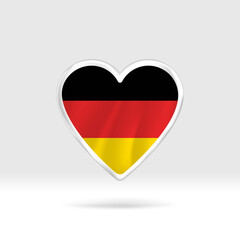 Obraz premium Heart from Germany flag. Silver button star and flag template. Easy editing and vector in groups. National flag vector illustration on white background.