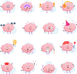 Brain Emoticons Cartoon Flat Icons