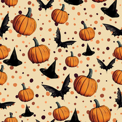 Halloween Autumn Repeat Pattern for Wallpaper Backgrounds or Social Media