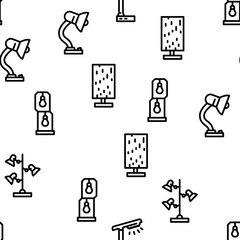 Lamp Equipment For Illuminate vector seamless pattern thin line illustration