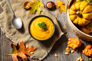 fresh delicioud pumpkin soup