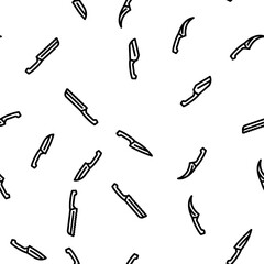 Kitchen Knife For Cutting Food vector seamless pattern thin line illustration