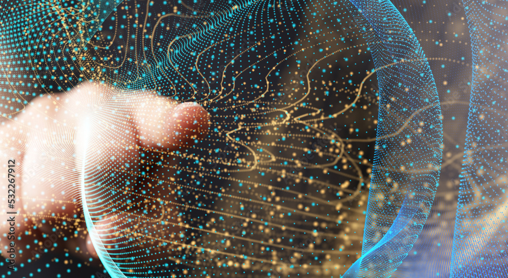 Poster Concept of big data, machine learning, artificial intelligence, hyper loop