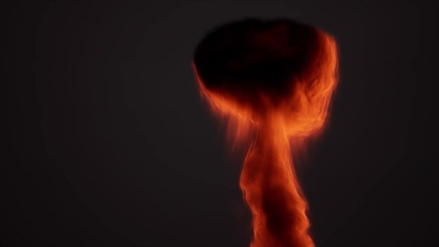 Nuclear explosion, nuclear weapons test, weapons of mass destruction. 3d visualization of a nuclear mushroom on a black background