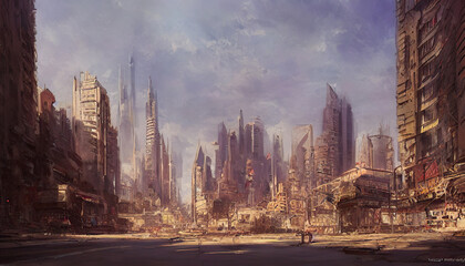 Fototapeta na wymiar Post apocalyptic city
