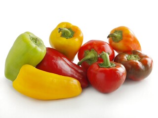 various multicolor peppers as tasty vegetable close up