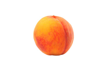 Juicy peach isolated on a white background without shadow, close-up. Tropical fruit isolated