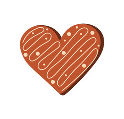 Cute gingerbread cookie for Christmas. Vector illustration isolated on white background. 