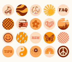 Set of vector icons for your business, scrapbooking, bullet journalling, instagram story buttons. Vector set design templates icons and emblems - social media story highlight.	