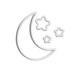 3d Gray geometric shapes moon and stars embossed button.