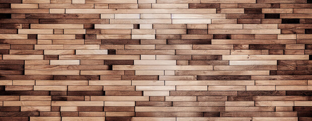 Abstract background light wooden mosaics made of wood, 3d illustration.