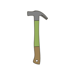Hammer colorful doodle illustration in vector. Hammer colorful icon in vector.