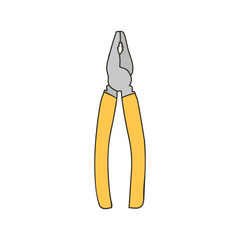 Plier colorful doodle illustration in vector. Plier colorful icon in vector