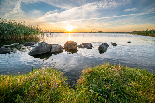 Sonnenuntergang an der Schlei dem Ostseefjord