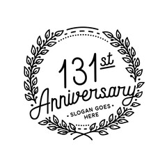 131 years anniversary celebrations design template. 131st logo. Vector and illustrations. 