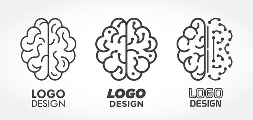 Brain Knowledge Logo Design Set Intelligence Mind Creative Idea Template