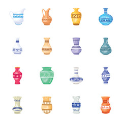 Variety of Vases Flat Illustrations

