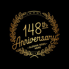 148 years anniversary celebrations design template. 148th logo. Vector and illustrations. 