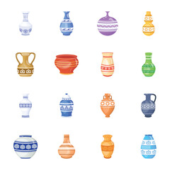 Variety of Vases Flat Illustrations

